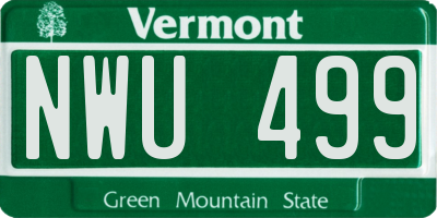 VT license plate NWU499