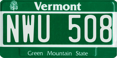 VT license plate NWU508