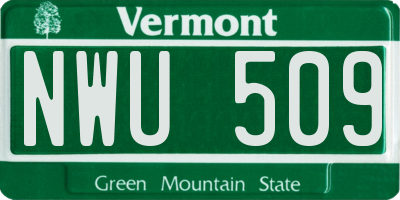 VT license plate NWU509