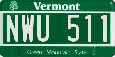 VT license plate NWU511