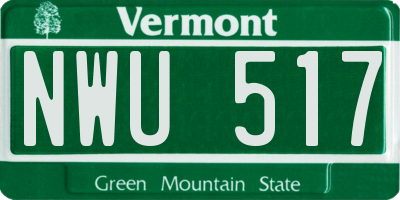 VT license plate NWU517