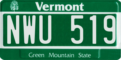 VT license plate NWU519