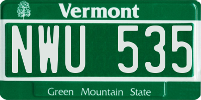 VT license plate NWU535