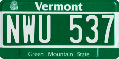VT license plate NWU537