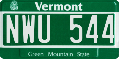 VT license plate NWU544