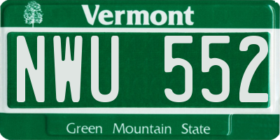 VT license plate NWU552