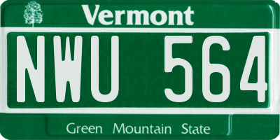 VT license plate NWU564