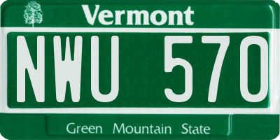 VT license plate NWU570