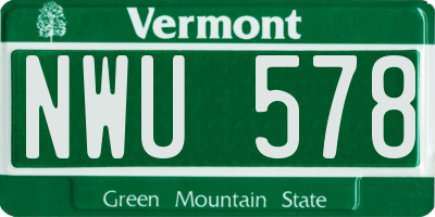 VT license plate NWU578