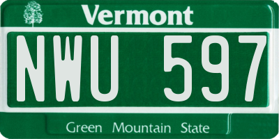 VT license plate NWU597