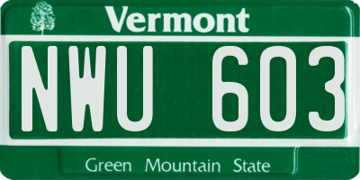 VT license plate NWU603