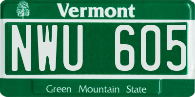 VT license plate NWU605
