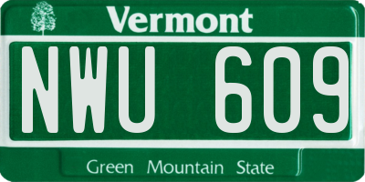 VT license plate NWU609