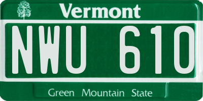 VT license plate NWU610
