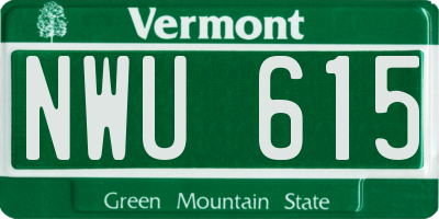 VT license plate NWU615