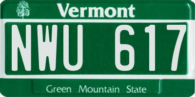 VT license plate NWU617