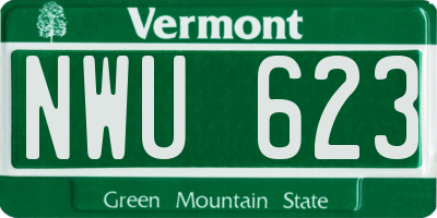 VT license plate NWU623