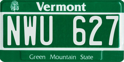 VT license plate NWU627