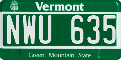 VT license plate NWU635