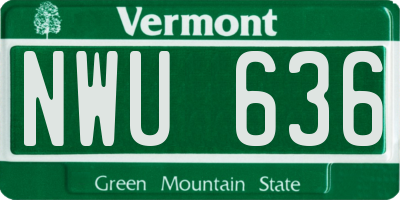 VT license plate NWU636