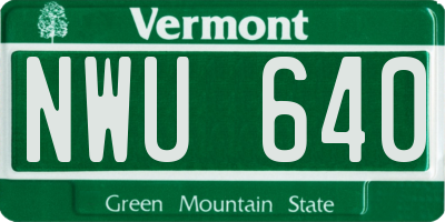 VT license plate NWU640