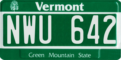 VT license plate NWU642