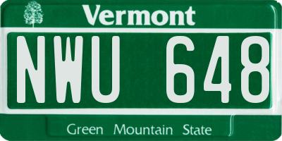 VT license plate NWU648