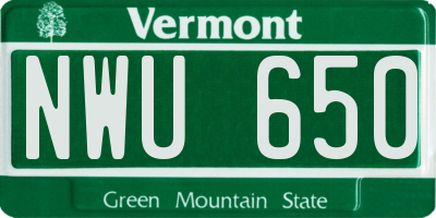 VT license plate NWU650