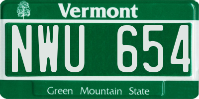 VT license plate NWU654