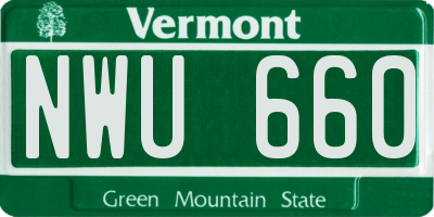 VT license plate NWU660