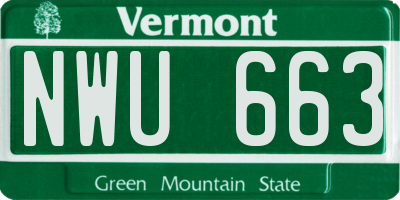 VT license plate NWU663