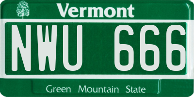 VT license plate NWU666