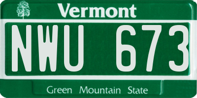 VT license plate NWU673