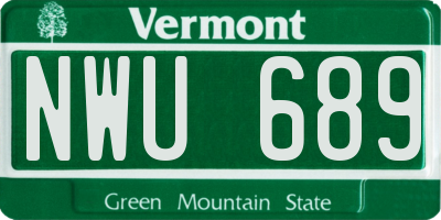 VT license plate NWU689