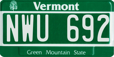 VT license plate NWU692