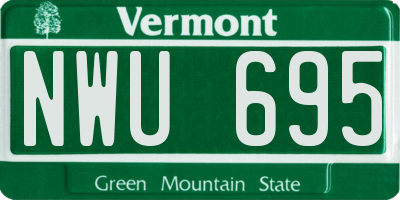 VT license plate NWU695