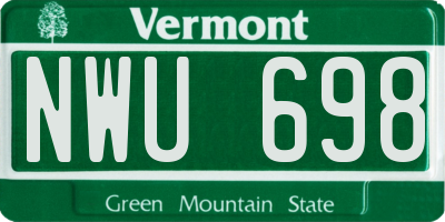 VT license plate NWU698
