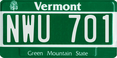 VT license plate NWU701