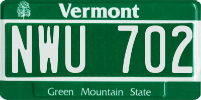 VT license plate NWU702