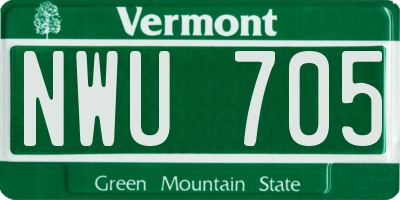 VT license plate NWU705
