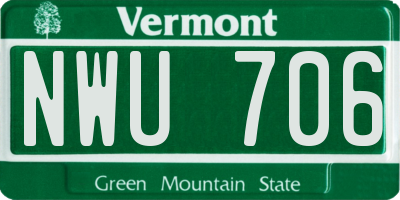 VT license plate NWU706