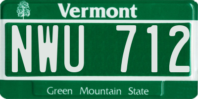 VT license plate NWU712