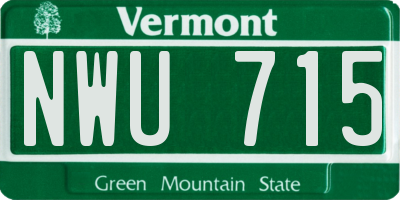 VT license plate NWU715