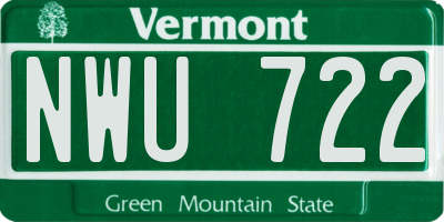 VT license plate NWU722