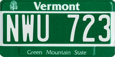 VT license plate NWU723