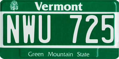 VT license plate NWU725