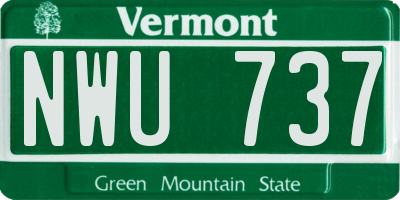 VT license plate NWU737