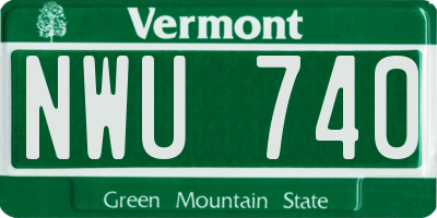VT license plate NWU740