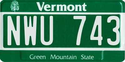 VT license plate NWU743