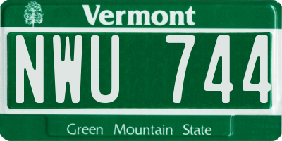 VT license plate NWU744